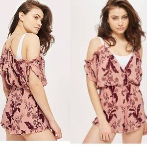 TOPSHOP Floral Cold Shoulder Tie Back Romper NWT, Sz 4